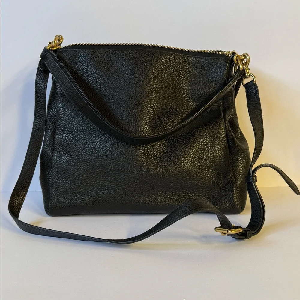 Coach Black Pebbled Leather Shoulder Bag with Gold Hardware - Picture 3 of 8